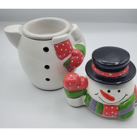 Tuscany Ceramic Outlet Wax Melt Warmer Christmas Winter Holiday Snowman NIB - Picture 3 of 10